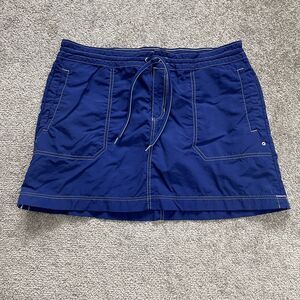 Lands' End Swimwear Mini Skirt Womens 6 Royal Blue Drawstring Pockets Nylon Swim